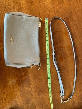 Coach Pebbled Leather Crossbody in Tannish gold with Gold Hardware